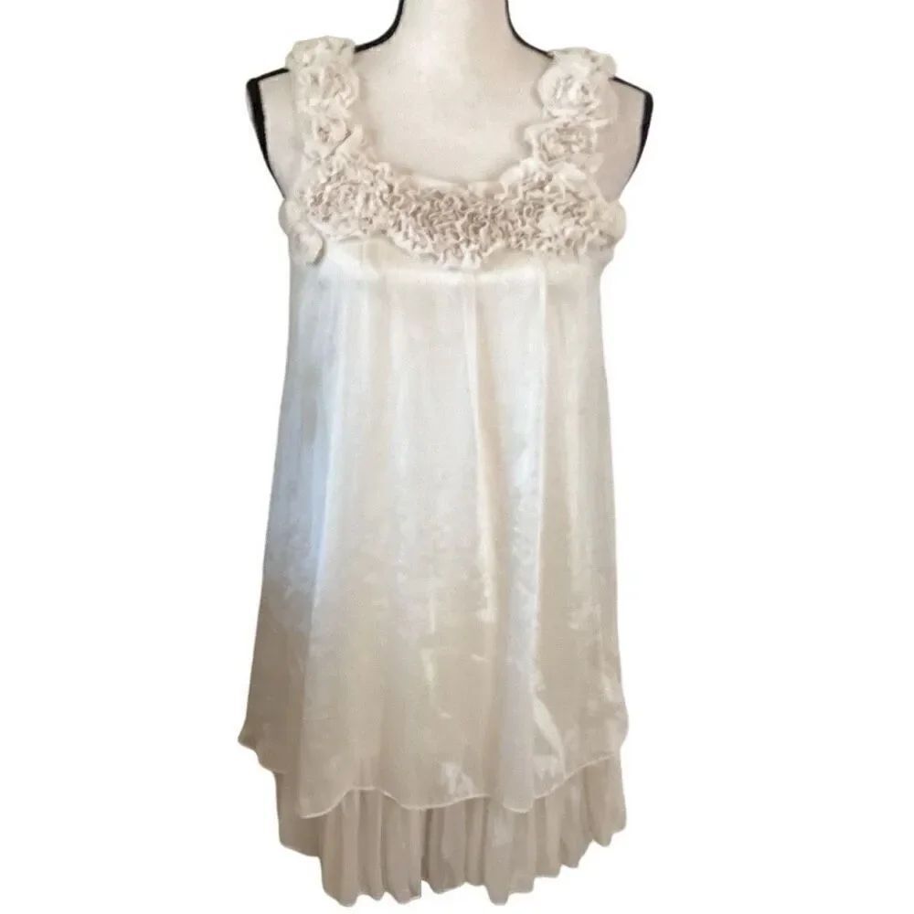 Anne Turtaut Champagne Ethereal, Whimsical Baby Doll Dress Size S Fairycore